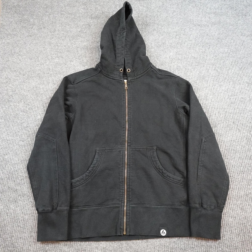 American Giant Hoodie Mens Large Black Fleece Full Zip Sweatshirt USA Made